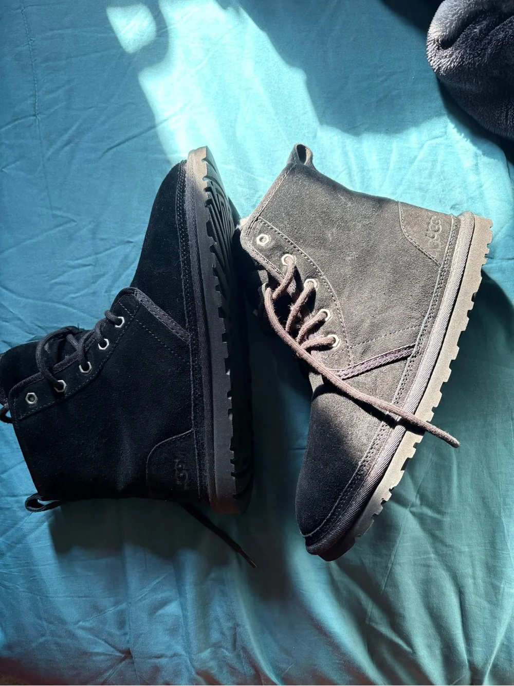 UGG Men's Black Numel Suede Lace-Up Shearling Boots